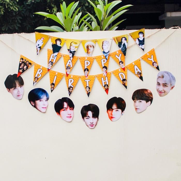 DEKORASI ULANG TAHUN BTS HIASAN BANNER HAPPY BIRTHDAY BTS JIMIN JUNGKO