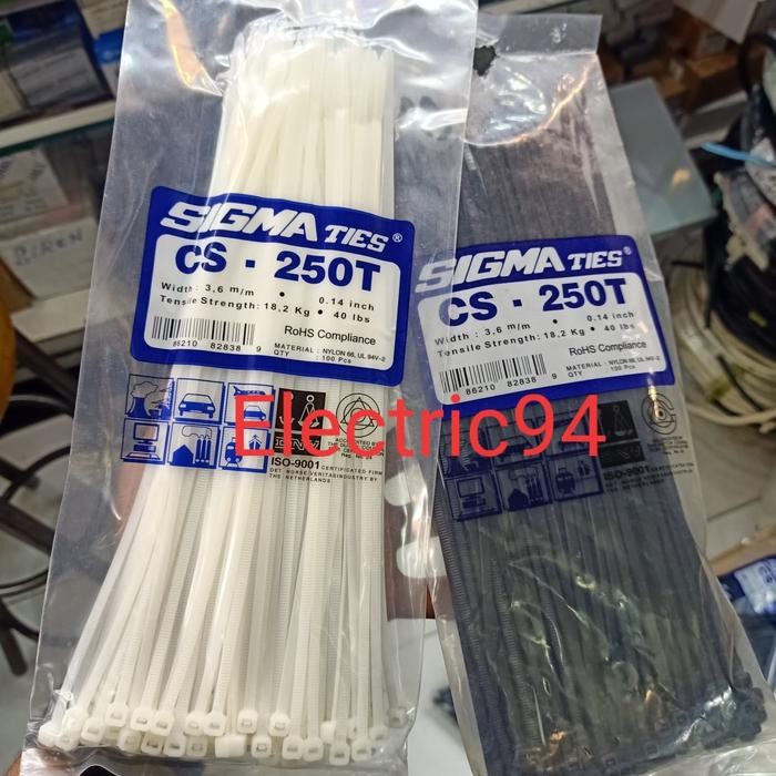

KABEL TIES CS-250T SIGMA / 25CM warna Hitam/Putih