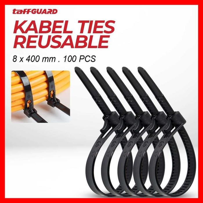 

Kabel Tie Hitam 40 cm Cable Ties Klem Penjepit 8 x 400 mm Organizer Self Locking Wire Zip isi 100