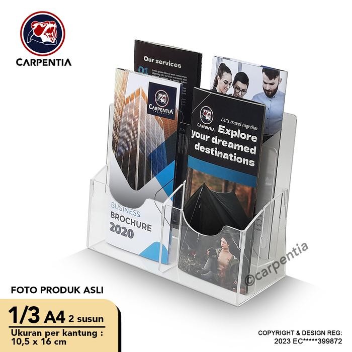 

Carpentia Tempat Brosur Akrilik 2 Tingkat [1/3 A4 - A6] Tipe E2 - 2 Susun [Acrylic Display Holder,