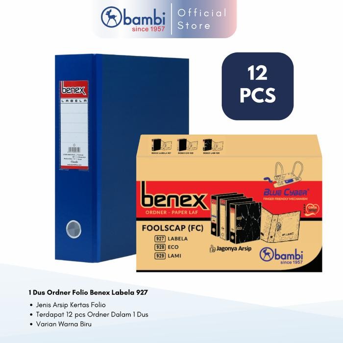 

1 Dus Benex Labela Lever Arch File Ordner Folio Medium Blue Jumbo Size 75 mm Original