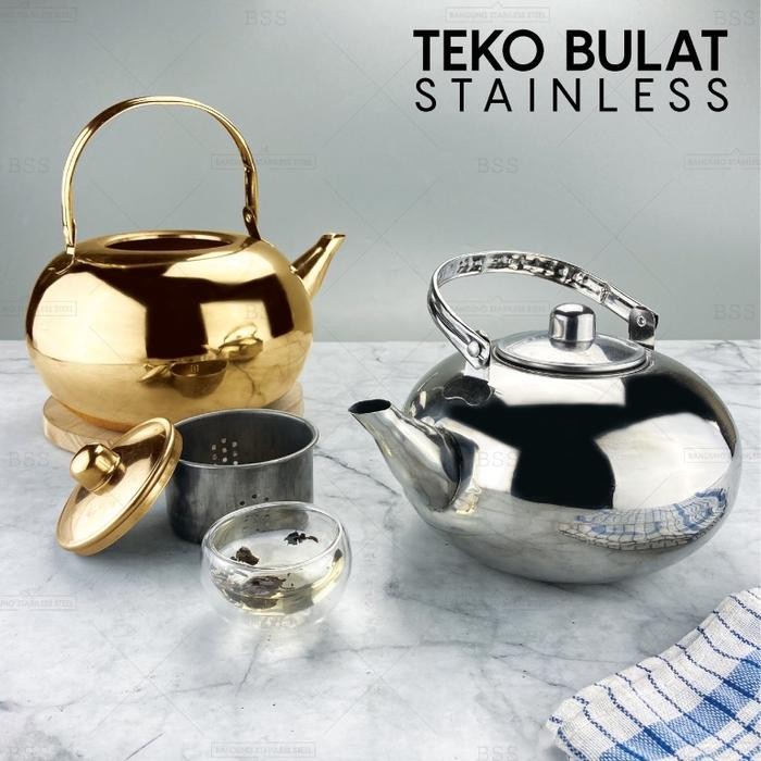 TEKO STAINLESS STEEL PREMIUM TEKO EMAS TEKO SILVER LENGKAP DENGAN SARINGAN *