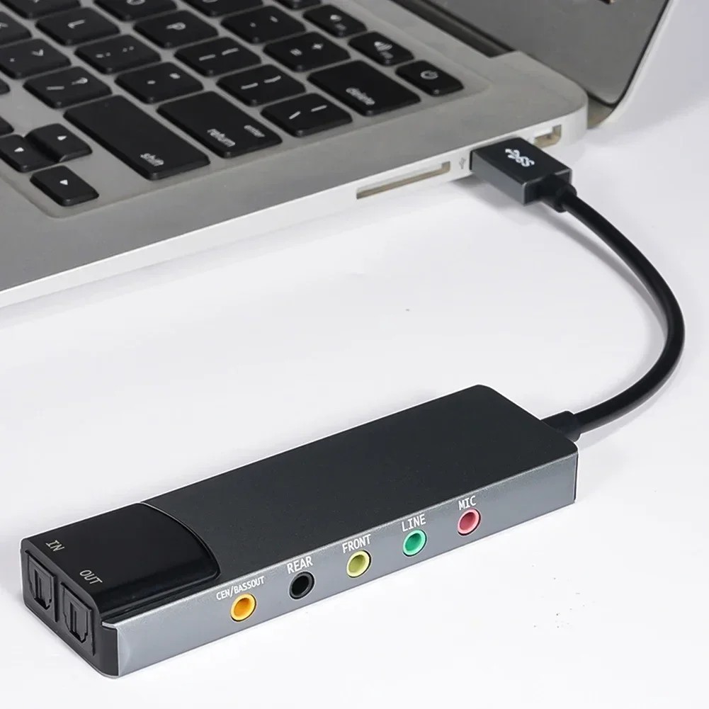 Multifunction External USB Audio Adapter USB Sound Card Aluminium Alloy 5.1 Channel SPDIF Optical