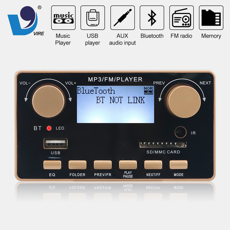 VIRE DC 5V Or 12V LCD Screen Digital Audio Player Module Bluetooth V5.0 Audio DAC Receiver MP3