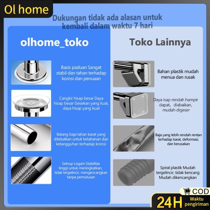 Tiang Gorden Fleksibel Jemuran Baju Tiang Jemuran Portable Stainless Pasti Ori