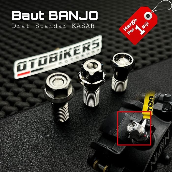 Ready Baut Banjo Kaliper Drat Standar Kasar Selang Rem Nissin Samurai Original