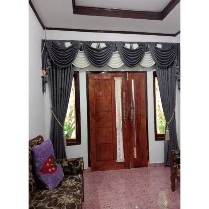 Gorden Pintu Tengah 1 Set Poni Gelombang Mewah Gorden Poni Antik Pintu Ruang Tamu