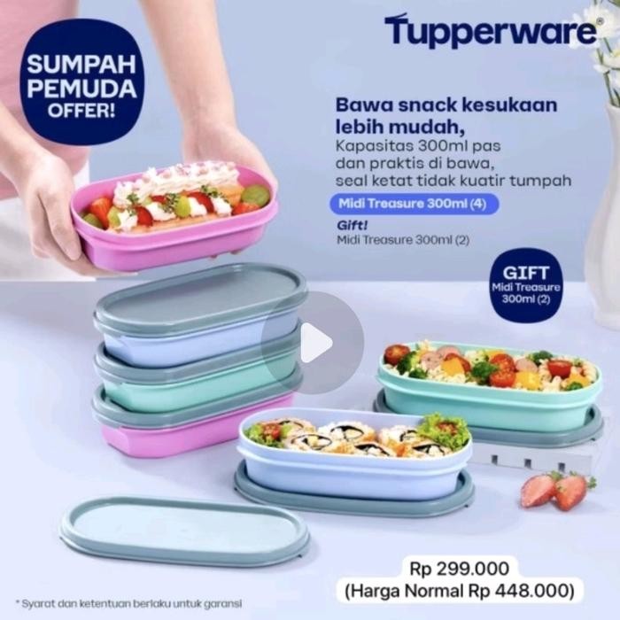 Tupperware Base Saja Midi Treasure 6pcs Kotak Snack Kecil Kode 818