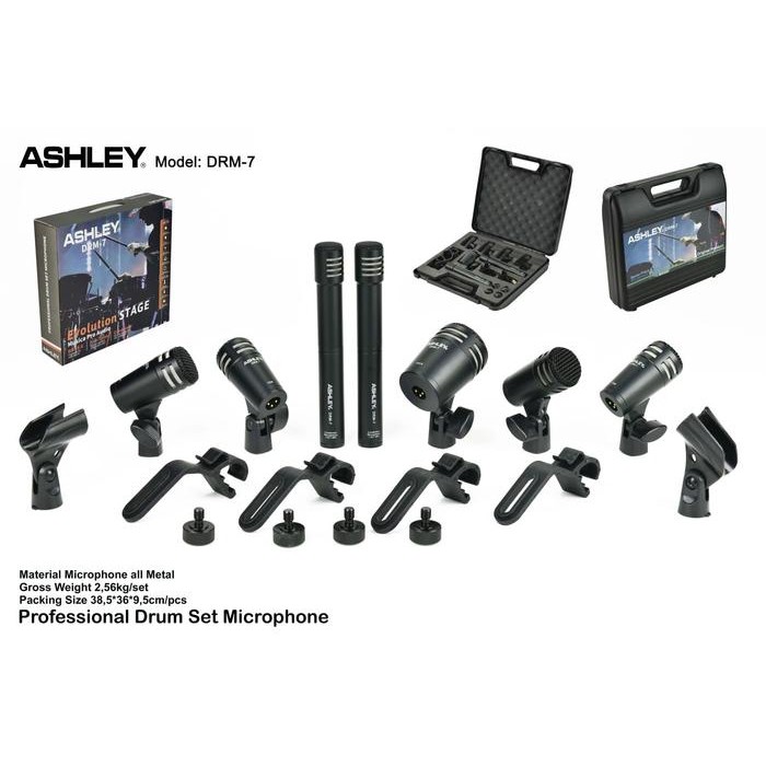 Mic Drum 7 Set Ashley Drm7 Box Koper Mikropon Drum Mikrofon Musik