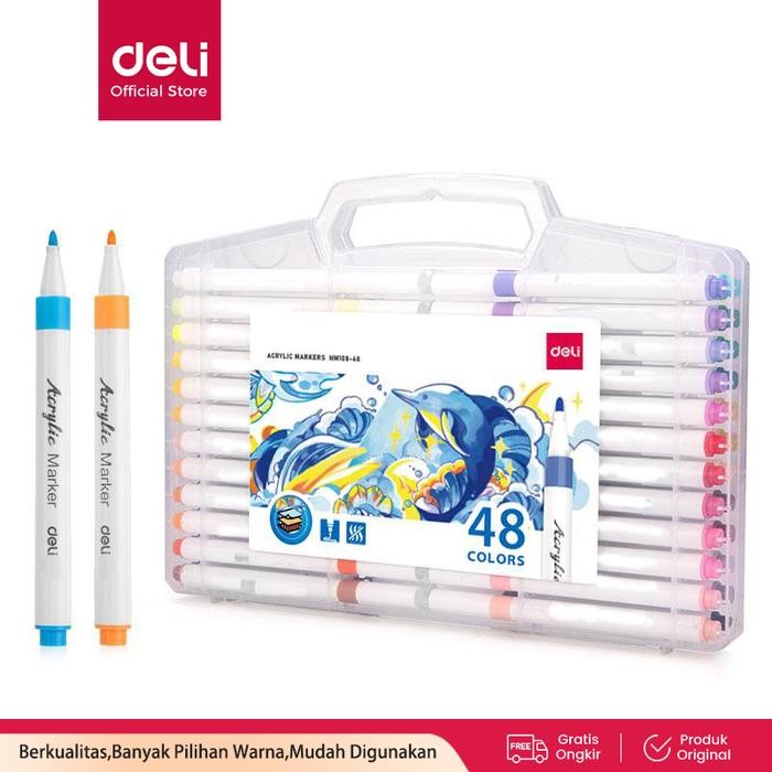 

Spidol Akrilik Marker Akrili Acrylic marker Deli HM108 48 Warna untuk Seni dan Kerajinan dengan