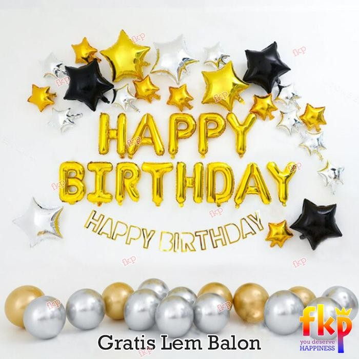 Dekorasi Ulang Tahun Keren Mengkilap / Ultah Dewasa Banner Bolong Hbd