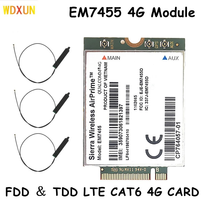 WWAN EM7455 LTE 4G NGFF Module FDD/TDD LTE 4G Cat6 Gobi6000 for Laptop 300Mbps
