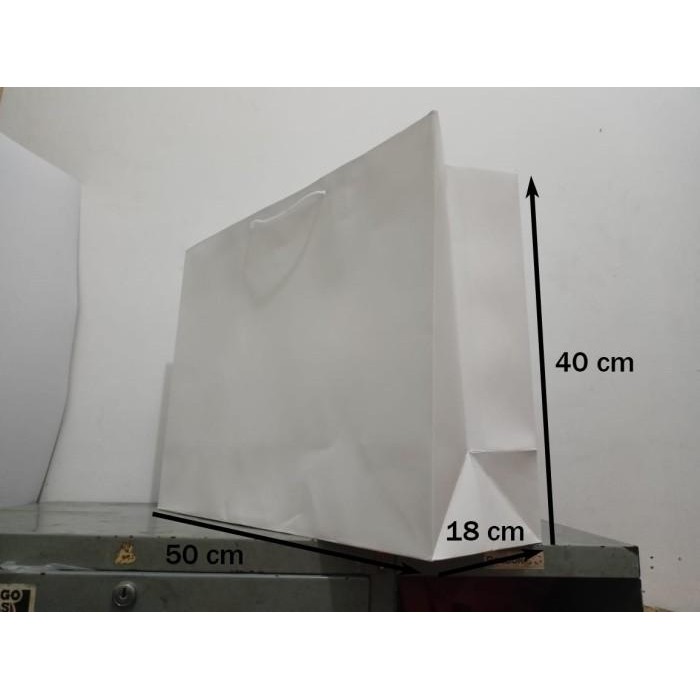 (Expert) Paper Bag Ivory 210 gr - Talikur (Putih Polos) (ukuran: 50 x 18 x 40 )