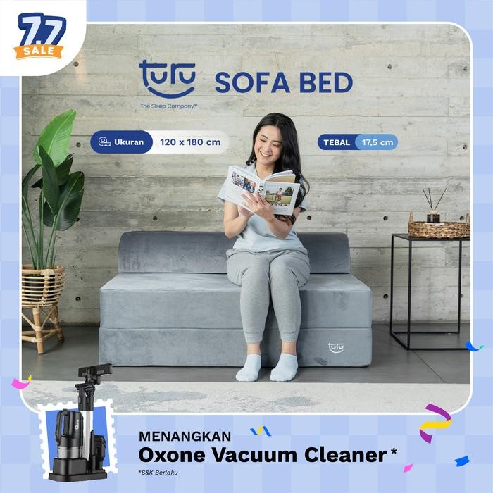 TURU Sofa Bed 2in1 Uk. 120x180 TURU Minimalis Grey / Trifold Kasur Sofa