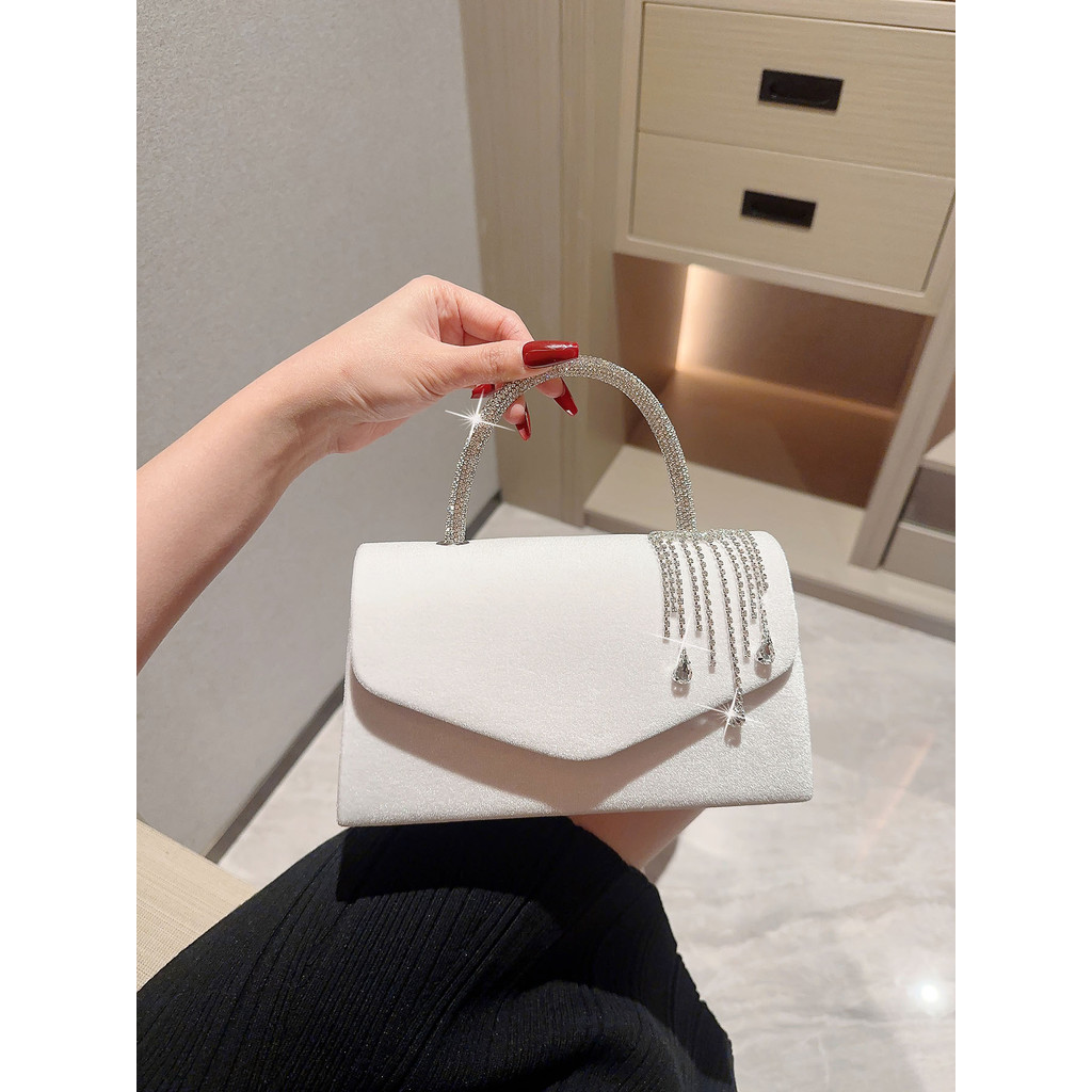 Lady Autumn Winter Vintage Velvet Flap Evening Bag Dress Tassel Handbag Banquet Bag Prom Bag Party