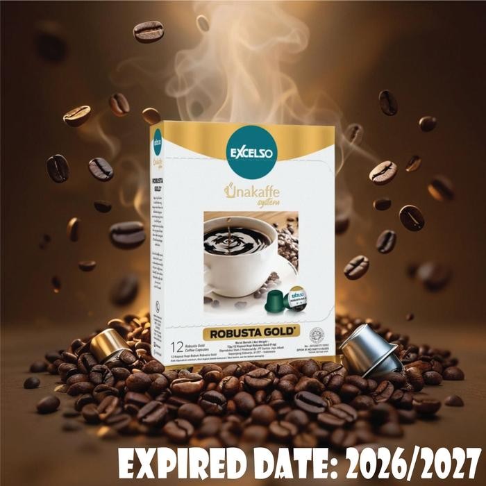 

Excelso Unakaffe Kopi Kapsul Robusta Gold (1 Box 12 Capsule) Pasti Ori