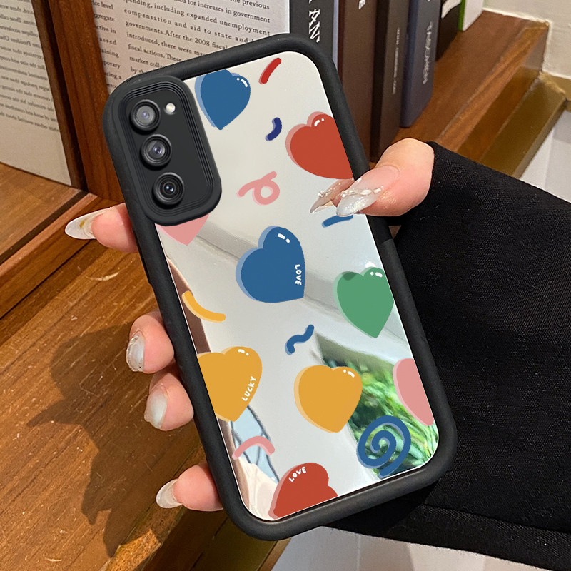 Casing Hp Untuk Samsung S24 FE S20 FE Samsung S21 FE Case Hati berwarna cermin Kasing tipis Perlindu