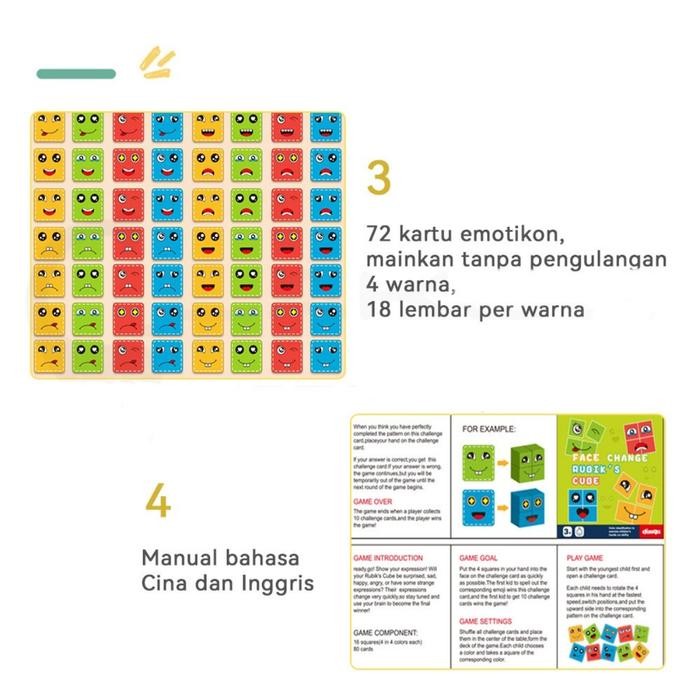 Ekspresi Wajah Mengubah Puzzle Kubus Blok Mainan Permainan Keluarga Permainan Edukasi Anak
