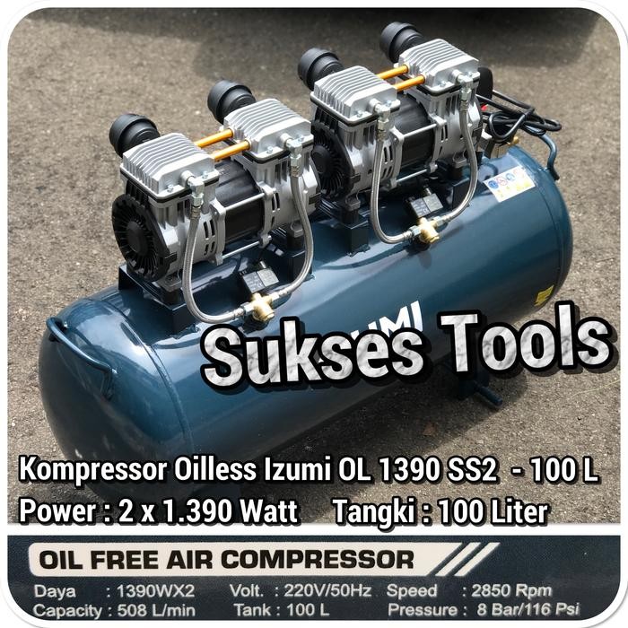 Murah Izumi Artix Hs 1390 Hs1390 100 Kompressor Oilless Silent 3.5 Hp 100 L