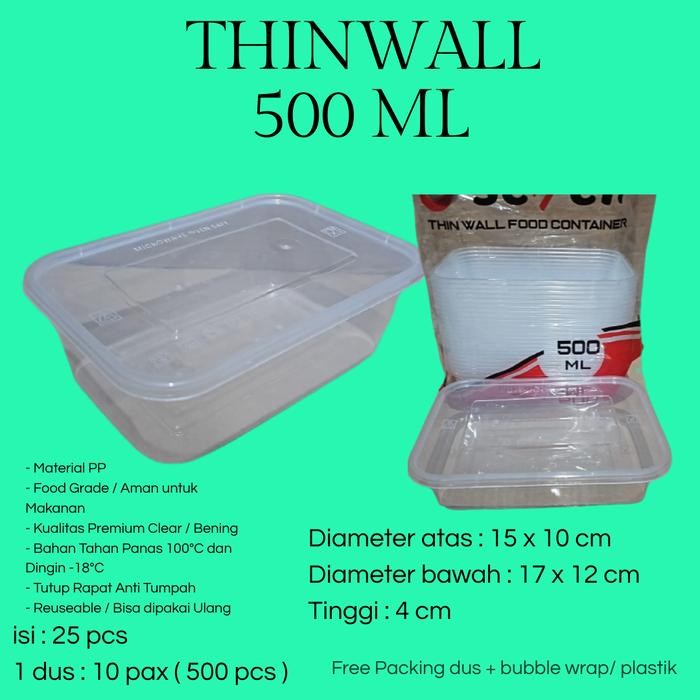 Thinwall Clear Bening 500 ml isi 25 set