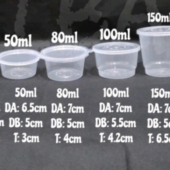 isi 50 pcs thinwall DM sauce /puding cup 50ml/ cup sambel / cup puding