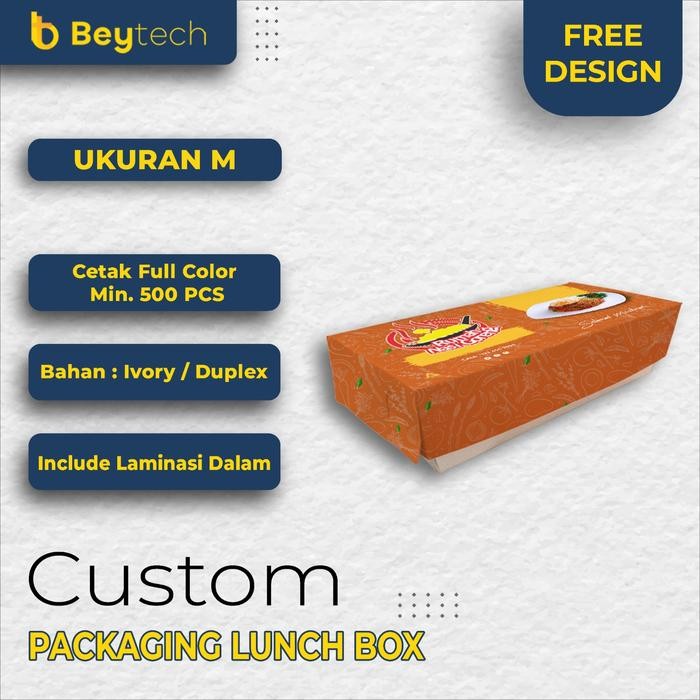 Custom Print Paper Lunch Box Size M Laminating Makanan Klip Rakit