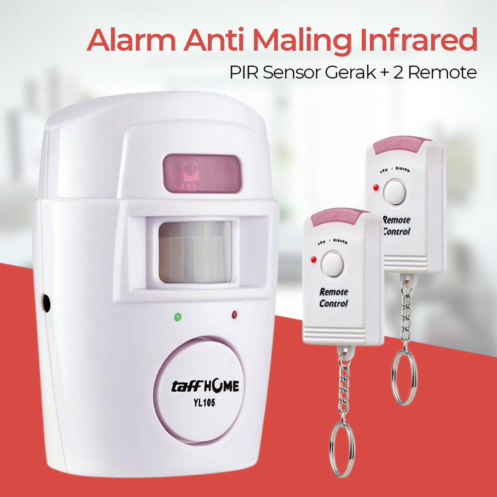 

TaffHOME Alarm Anti Maling Sensor Gerak Infrared PIR 105dB 2 Remot - YL105