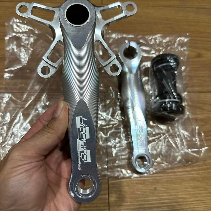 Crank Arm Litepro Super Hollow Original Hitam Silver