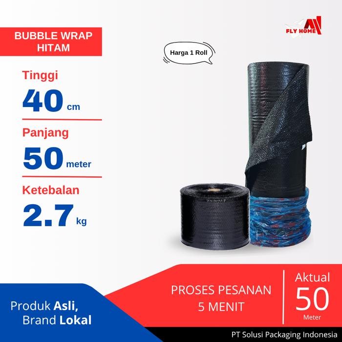 

FLYHOME Plastik bubble wrap hitam 40cm x 50meter roll potongan bubble