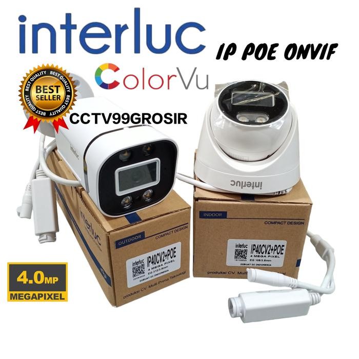 Ip Camera Edge Interluc IP40X+POE Asli 4MP CCTV Outdoor / Indoor NVR