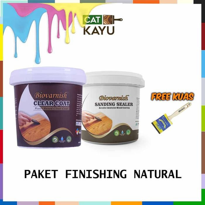 Paket Natural Clear Kayu Biovarnish Sanding Sealer Clear Coat #Gratisongkir