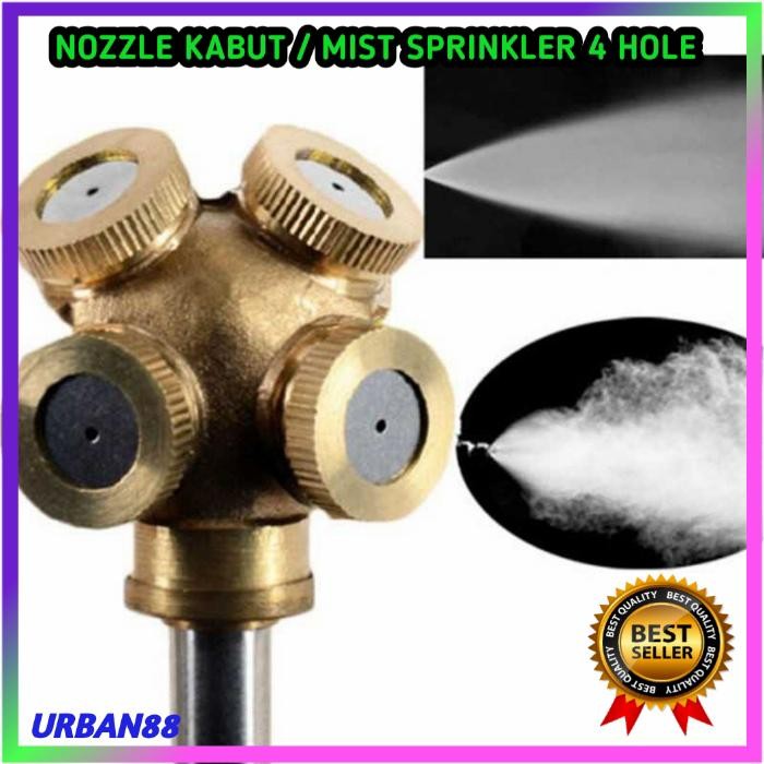 Nozzle Embun Kabut Sprayer 4 Lubang Irigasi Mist Sprayer Kuningan