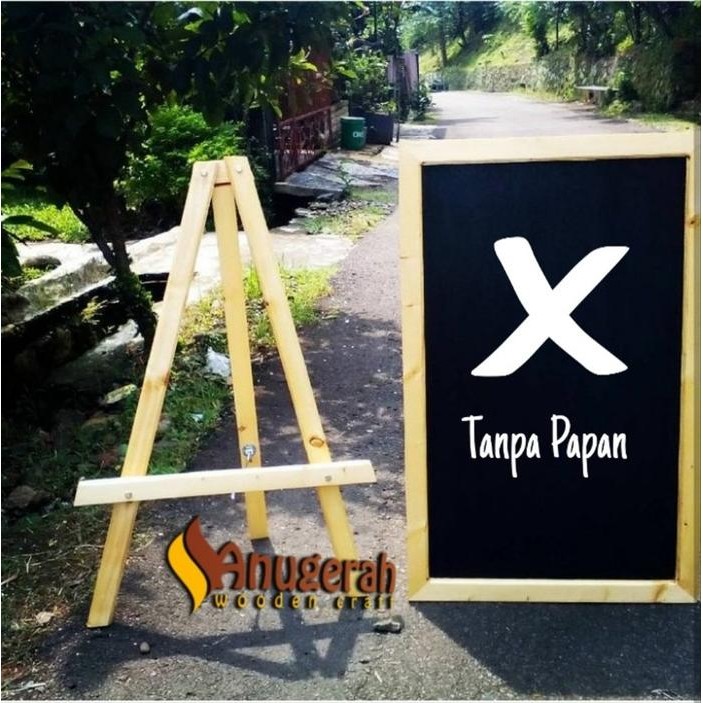 

PROMO! Kaki tripod kayu 60cm standing easel papan tulis kapur chalkboard