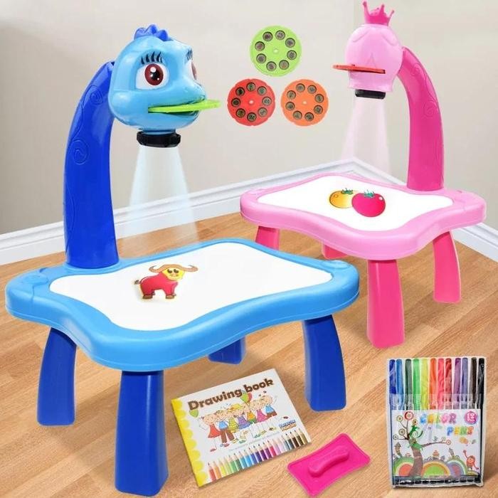 

HOT SALE! Childhood EducationLED Projector Art Painting Table Children Art Painting Board Desk Toys
