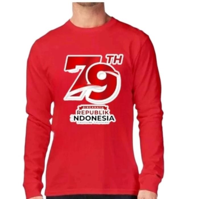 Best Seller Kaos Agustusan Unisex Lengan Panjang Hut Ri Indonesia Grab/Gosend