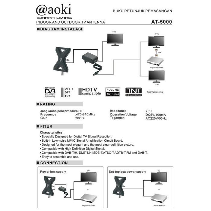 [Expert] Antena Aoki At-5000/ h Antena TV Digital Analog Antena Luar /