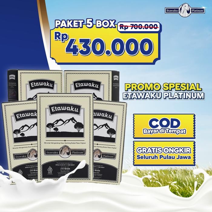 

New SUSU kambing etawaKU PLATINUM 5 BOX 1000 GRAM {BPOM] bahan bubuk etawa Minuman Serbuk Dairy Milk