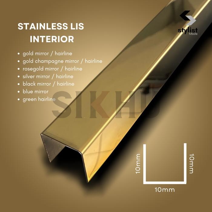 Stainless Lis Interior Lis U 10 x 10 x 10mm