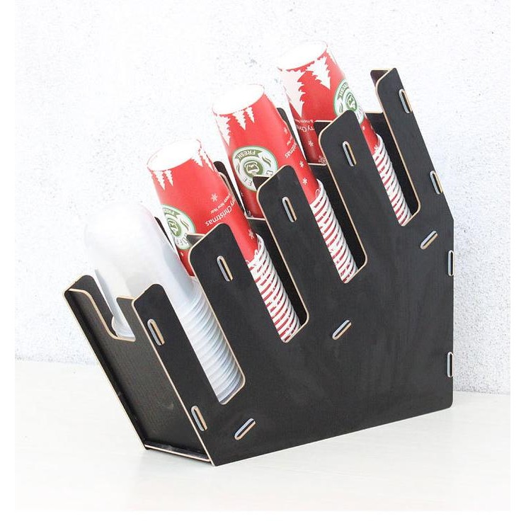 Termurah Rak Organizer Paper Bahan Kayu Cup Dispenser Papper Cup Rak Paper Cup Grab/Gosend