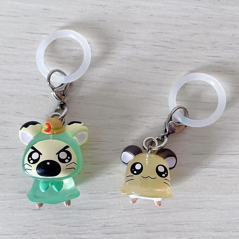 5pcs/set BANDAI Hamtaro Panda Maxwell Q Version Twisted Egg Sunny Day Doll Umbrella Pendant Action
