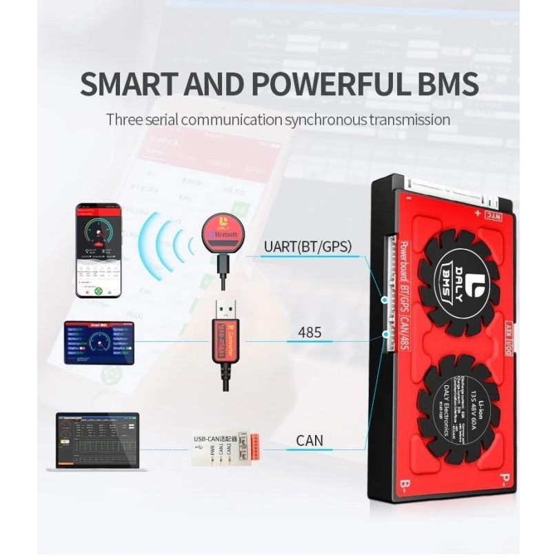 SMART BMS LIFEPO4 16S 48V 51.2V DALY WATERPROOF 40A 60A 80A 100A
