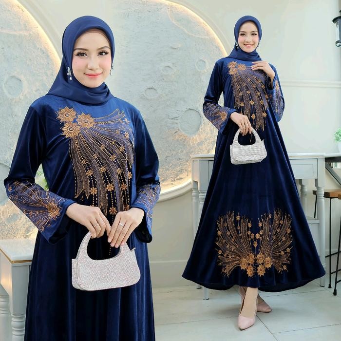 GAMIS ABAYA TURKEY BAHAN BELUDRU EXCLUSIVE SERI WARNA MOTIF BORDIR COKLAT VIRAL MEWAH TERBARU