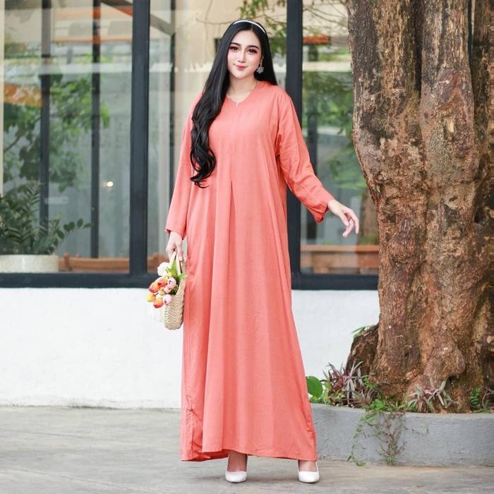 Baju Gamis Wanita Abaya Kekinian Rayon Premium Polos Dress Muslim Kaftan Hitam Dewasa