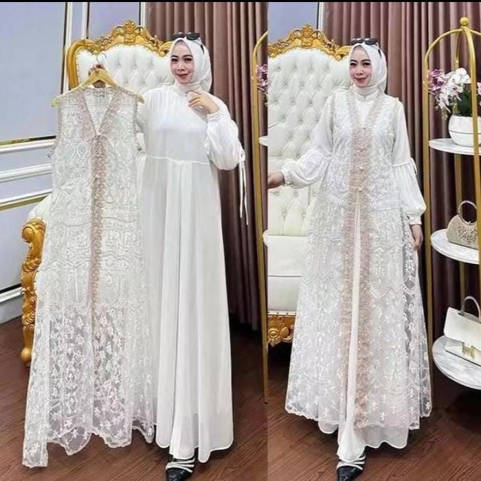 Cod Gamis Pesta Wanita Jumbo Ukuran M L XL XXL 3XL 4XL Ld 100-140cm // Humaira Dress Set Outer