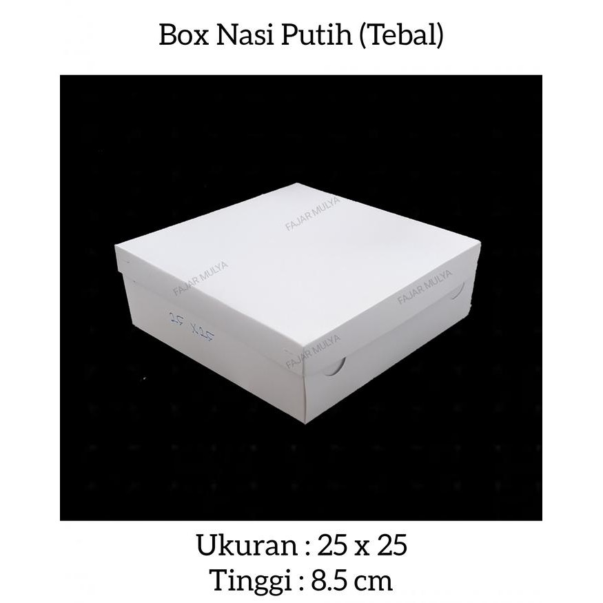 Baha - Dus Nasi / Box Nasi Putih / Kotak Nasi / Ukuran 25X25 (Tebal) @25 Pcs