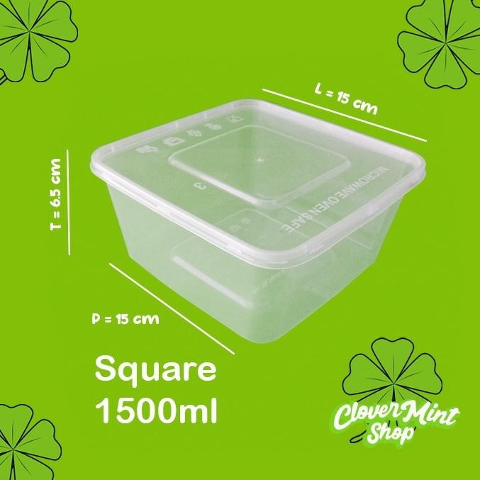 Baha - Kotak Makan Plastik 1500Ml(300Pcs)/Tempat Makanan/Thinwall/Box Plastik