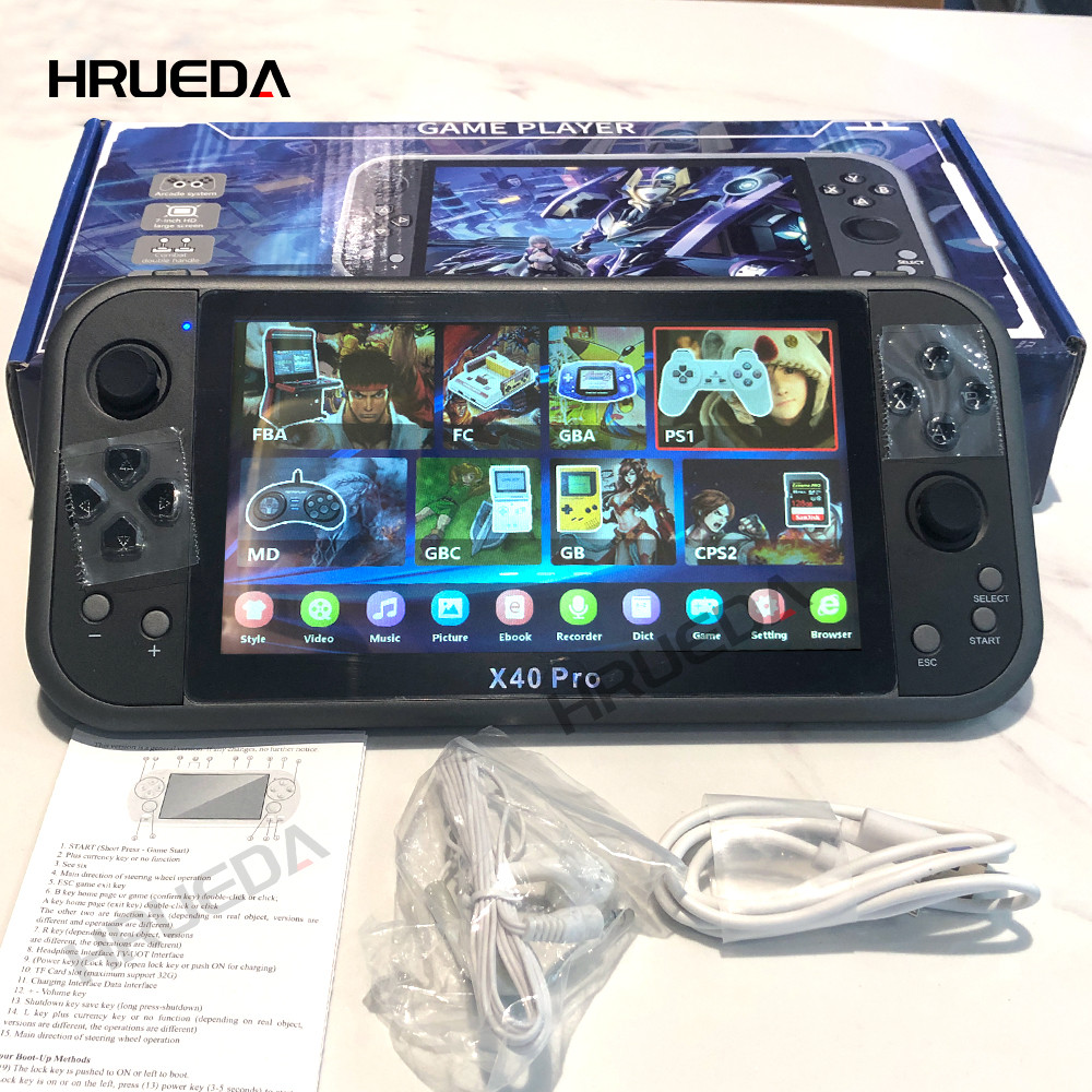 X40 pro Handheld Retro Video Game Console HD Video Game 7 inch Double