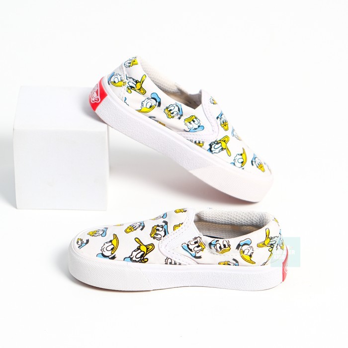 Sepatu Anak Vans Slip On White Donald Duck 21-35 Unisex Pasti Ori