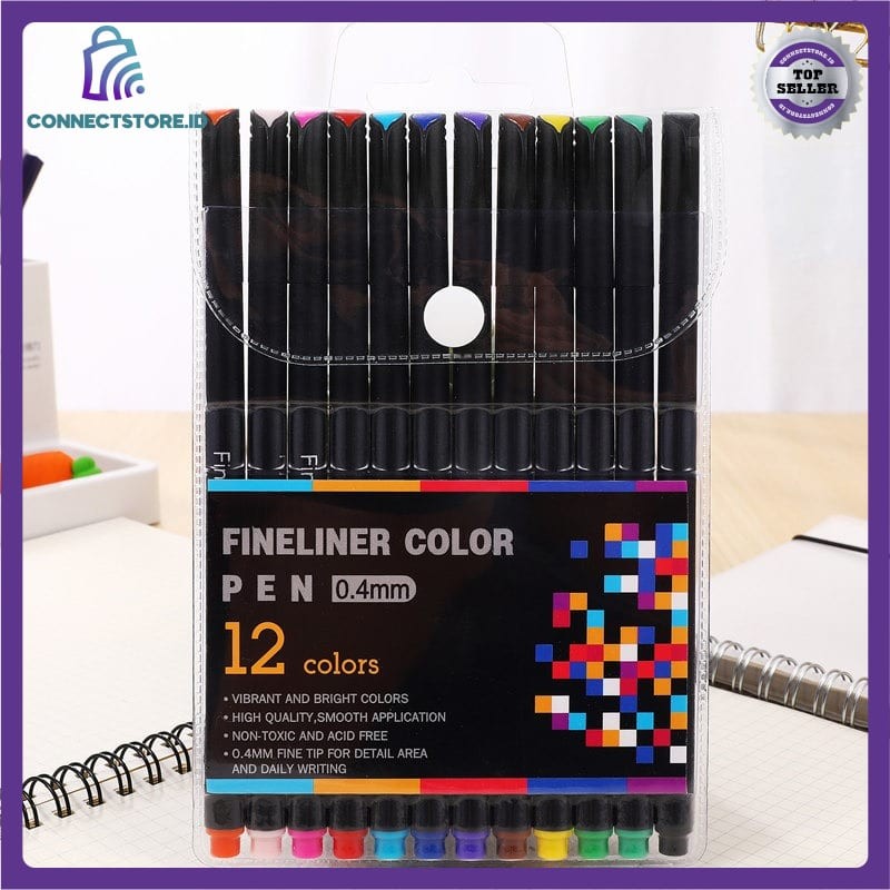 

Pena Warna Drawing Pen Fine Point Art Watercolor 0.4mm-Multi Warna-12 Color
