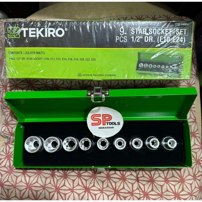 KUNCI SOCK SOK SHOCK SET BINTANG E FEMALE 1/2" TEKIRO 9PCS SC-SA0634